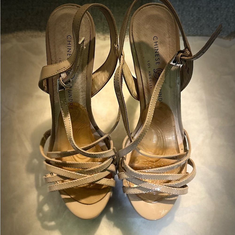 Chinese Laundry Beige Strappy Heels
